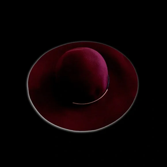 Wool Classic Wide Brimmed Burgundy Ox Blood Hat display picture 2